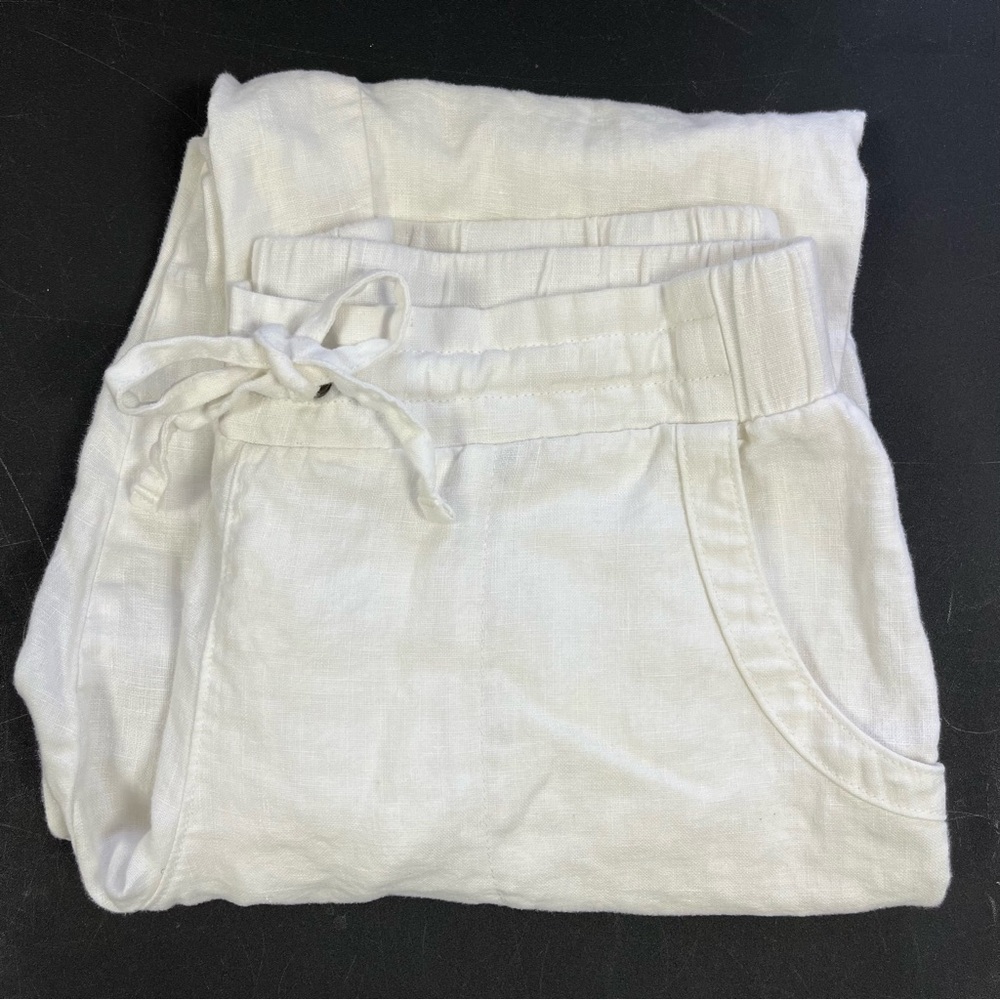 Athleta White Linen Ankle Pant